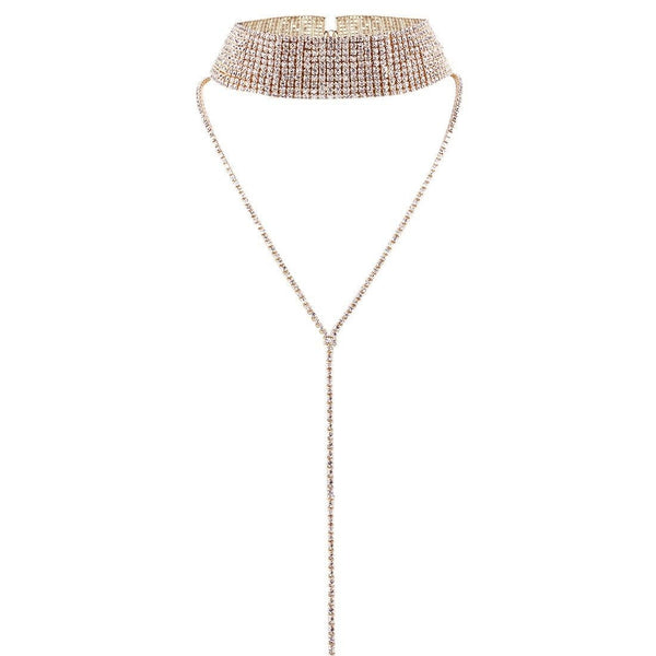 The Pendant | Gold Long Rhinestone Choker Necklace