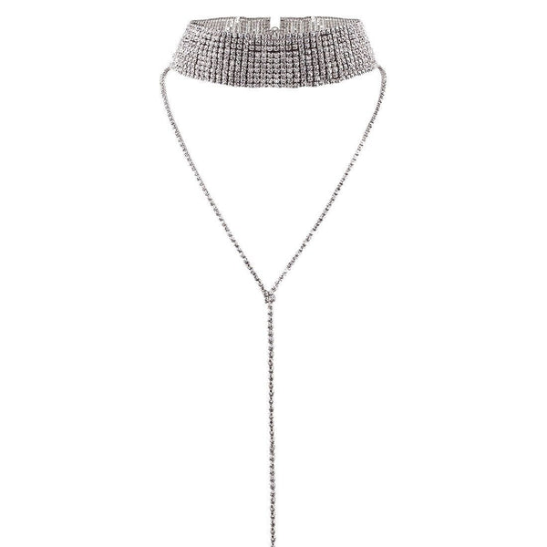 The Pendant | Silver Long Rhinestone Choker Necklace